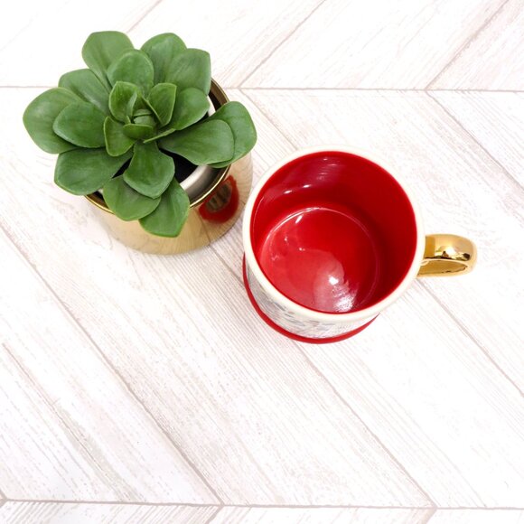 NEW! Anthropologie Mug STARLA HALFMANN Stoneware MOORELAND PEACOCK Red 12 oz - Picture 5 of 6